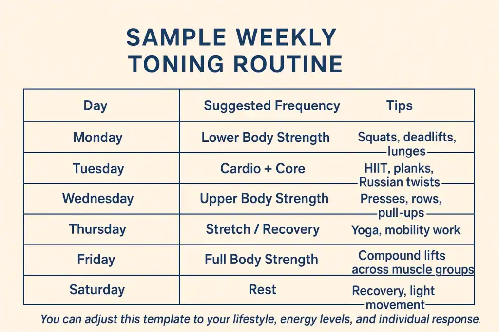 Achieving the Perfect Tone: How Often Should You Exercise for Results? 4 Weekly exercise Birch plan graphic
