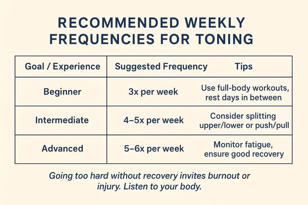 Achieving the Perfect Tone: How Often Should You Exercise for Results? 2 Graphic to show how often you should do exercise to help with toning Birch
