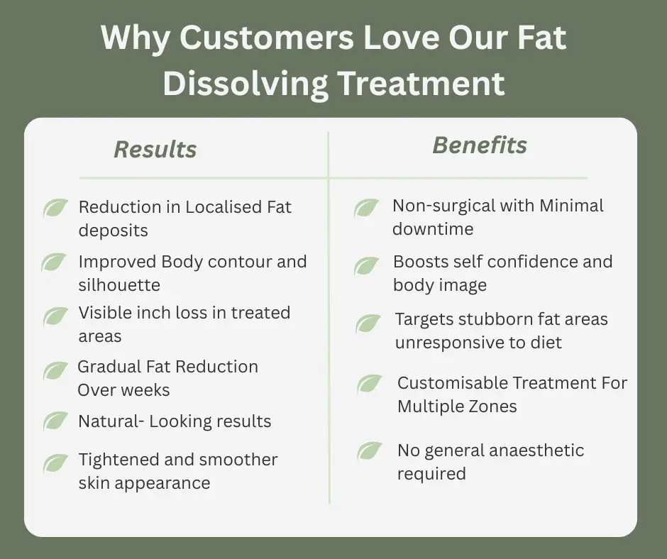 Uncovering the Mechanics of Fat-Dissolving Surgery 2 Fat-dissolving Birch table of benefits