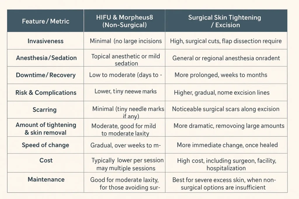The Science of Skin Tightening 2 Table of skin tightening Birch benefits compared to surgical options